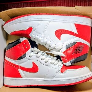 Nike Red and White Men's High-Top Sneakers